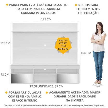 Imagem de Rack com Espelho e Painel TV 65" Madri Multimóveis V3367