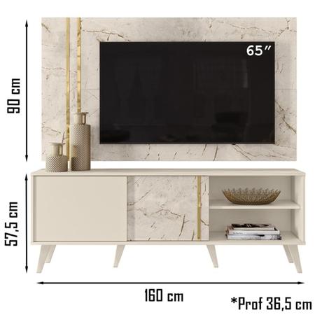 Imagem de Rack Com Painel Para TV 65 Polegadas 7131 Calacata Off White Madetec