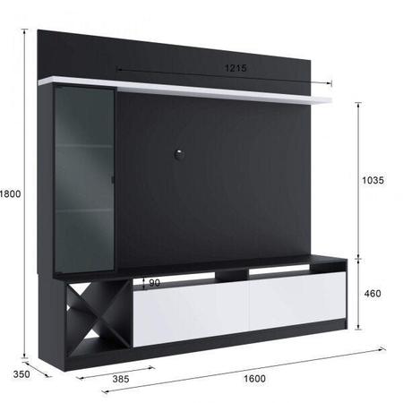 Imagem de Rack com Painel para TV até 50 Polegadas com Adega e Cristaleira Sorrento Quiditá