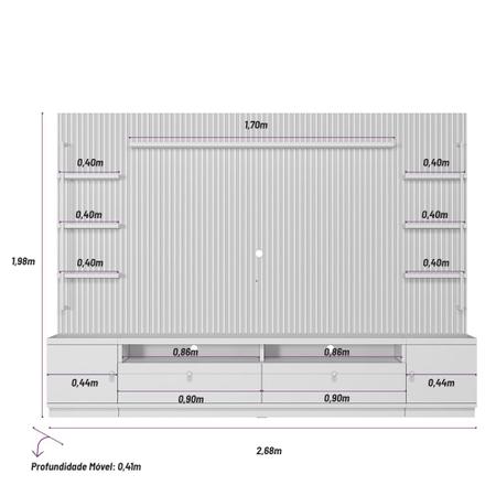 Imagem de Rack com Painel Ripado 2 Modulo Lateral Ouro Preto Nature/Off White - Linea