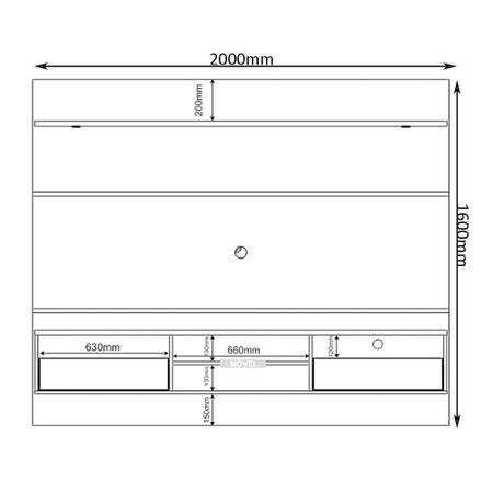 Imagem de Rack Com Painel Suspenso 2 Gavetas E Led Branco Mirarack