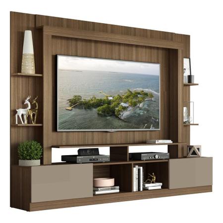 Rack Estante c/ Painel TV 65" e 2 portas Oslo Multimóveis Madeirado/Lacca Fumê Imagem de Rack Estante c/ Painel TV 65" e 2 portas Oslo Multimóveis Madeirado/Lacca Fumê