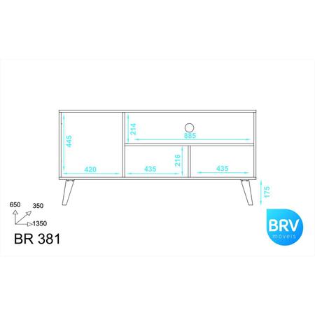 Imagem de Rack para TV até 50 Polegadas 1 Porta Bronx Retrô BRV Móveis Castanho/Preto