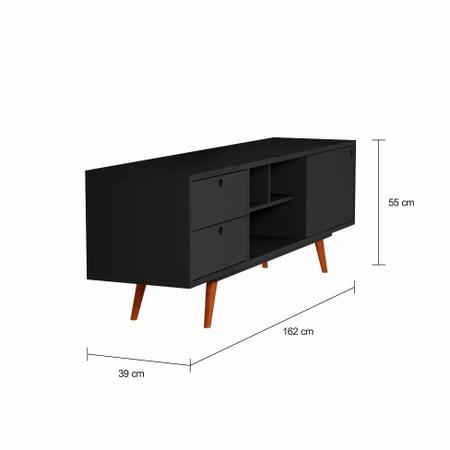 Imagem de Rack Retrô Kassel Preto 162 cm