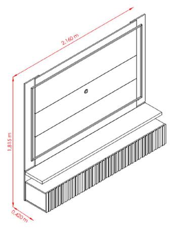 Imagem de Rack Suspenso Gaia com Led e 2 Gavetas Com Detalhes Ripado Fen-di Naturale Madetec 