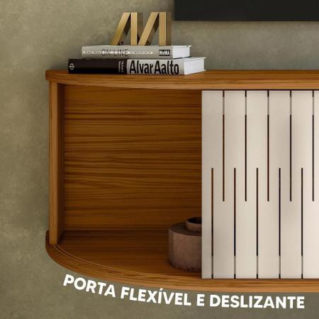 Imagem de Rack Suspenso Ripado  para Sala de Estar Ideal para Tv's de 60 Polegadas Naturale Off White Modena - Tenda House