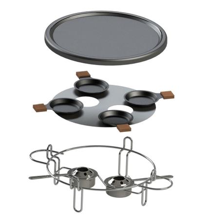 Imagem de Racleteira Raclette Grill 8 Peças 37cm Antiaderente Chapa Fondue Pedra Raclet Alto Padrão Qualidade Forma Inox