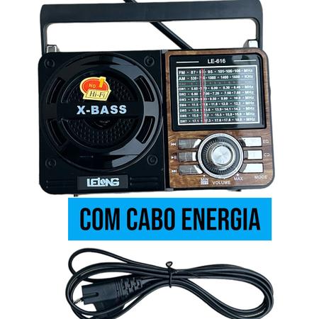 Imagem de Radio a Pilha e Tomada FM/AM Retro Com Antena Completo Xbass