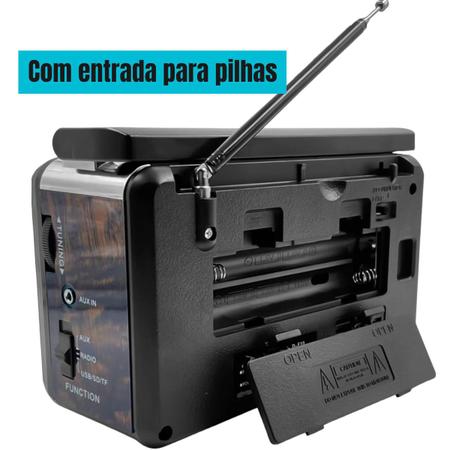 Imagem de Radio a Pilha e Tomada FM/AM Retro Com Antena Completo Xbass