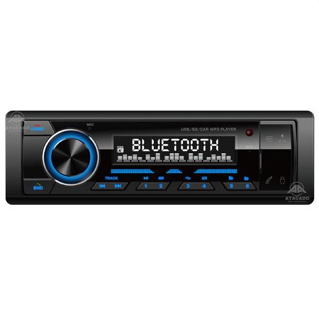 Imagem de Rádio Auto Som Automotivo Aparelho MP3 p/ Carro Entrada USB SD Aux Bluetooth HT-1400