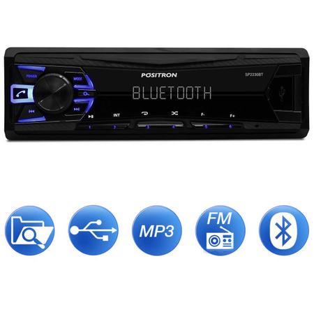 Imagem de Rádio Automotivo Pósitron SP2230BT Som Bluetooth MP3 Player + Par Alto Falante Pioneer 6" 120W RMS