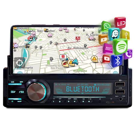 Imagem de Radio Carro Som Mp3 Com Suporte P/ Celular 2 Usb Bluetooth