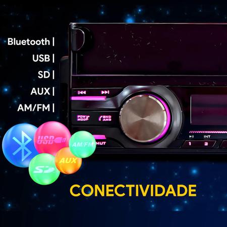 Imagem de Radio Carro Som Mp3 Com Suporte P/ Celular 2 Usb Bluetooth