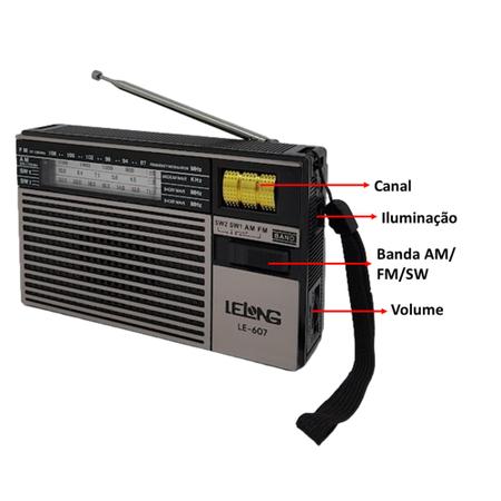 Imagem de Rádio Com Lanterna Portátil Alta Qualiodade De Som Recarregável USB LE607
