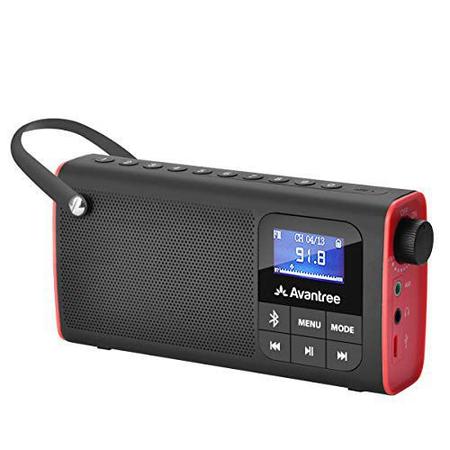 Rádio FM portátil 3 em 1 da Avantree com alto-falante Bluetooth e