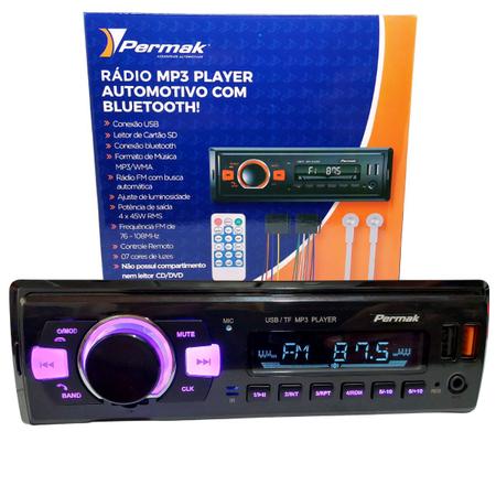 Imagem de Radio para Carro Mp3 Player Automotivo com Bluetooth Usb Radio 4X45W Permak Aparelho Reprodutor de Música Conectividade Carro
