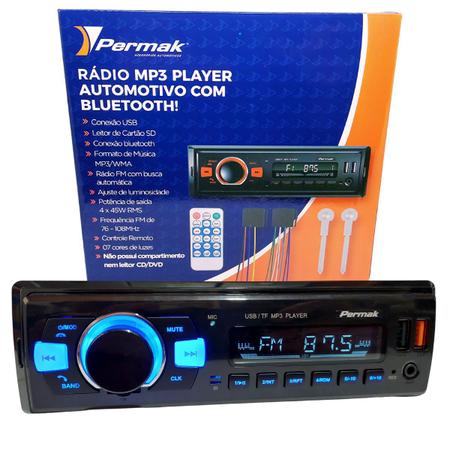 Imagem de Radio para Carro Mp3 Player Automotivo com Bluetooth Usb Radio 4X45W Permak Aparelho Reprodutor de Música Conectividade Carro