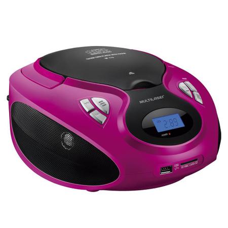 Imagem de Rádio portátil boombox 20W rms cd/ usb/ sd/ fm/ aux rosa e preta - SP179 - Multilaser