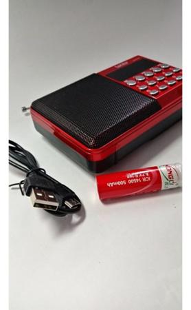 Imagem de Rádio portátil entrada USB cartão de memória pilha e recarregavel  FM LU-011UC