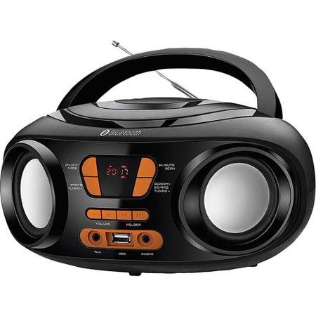 Rádio com CD, FM, Potência 8WRMS, Bluetooth, Entradas USB e