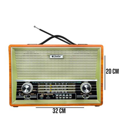 Imagem de Radio Portatil Retro Com 4 Bandas Am Fm Sw Livstar