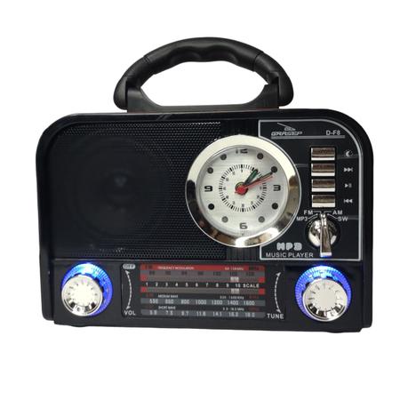 Imagem de Radio Portatil Retro Vintage Antigo Bluetooth Usb Pendrive Bateria Recarregavel Cabo Direto Energia