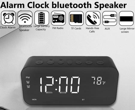 Imagem de Rádio Relógio Despertador Temperatura Bluetooth Recarregavel Com Caixa De Som