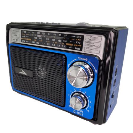 Imagem de Rádio Retro Caixa De Som Vintage Com Alça Entrada USB, Auxiliar P2, Cartão De Memória D-1601