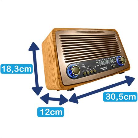 Imagem de Rádio Retro Vintage Bluetooth Bivolt Com Led 3 Bandas AM FM SW Recarregável Com Cabo De Força Entrada Usb TF DC 5V         
