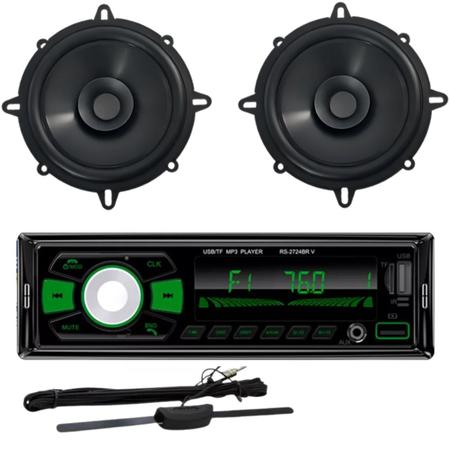 Imagem de Rádio Roadstar RS2724 24v BT/2 USB/SD/FM/Auxiliar + 2 Alto Falantes 5  Bomber 100w + Antena Rádio