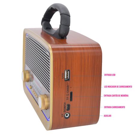 Imagem de Radio Vintage Music Portátil Pequeno Recarregável USB AM/FM A-3199