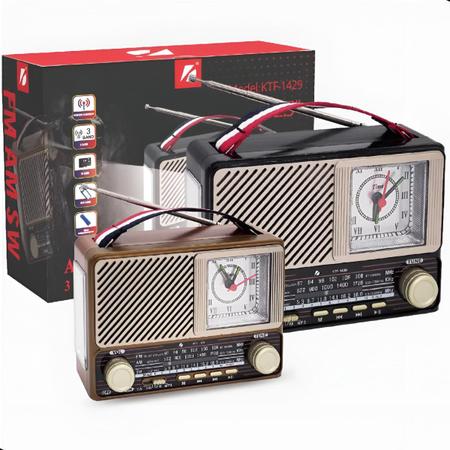 Imagem de Rádio Vintage Retrô Portátil Antigo Lanterna Relógio Am Fm A Bateria Bluetooth Pendrive