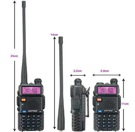 Imagem de Rádio Walk Talk Comunicador Baofeng UV-5R Dual Band Uhf Vhf Fm Com Fone