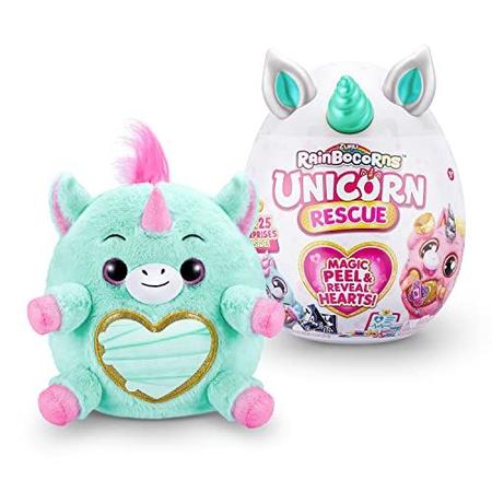 Imagem de Rainbocorns Unicorn Rescue Surprise (Blue) por ZURU, Collectible Plush Stuffed Animal, Brinquedos de Ovos, Pacote de Adesivos de Raio-X, Slime Mágico, Headband, Idades 3+ para Meninas, Crianças (Disco The Unicorn Plush)