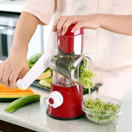Imagem de Ralador Fatiador cortador giratório portátil Multiuso 3 Em 1 Verduras Legumes vegetais frutas Queijo cozinha qualidade top