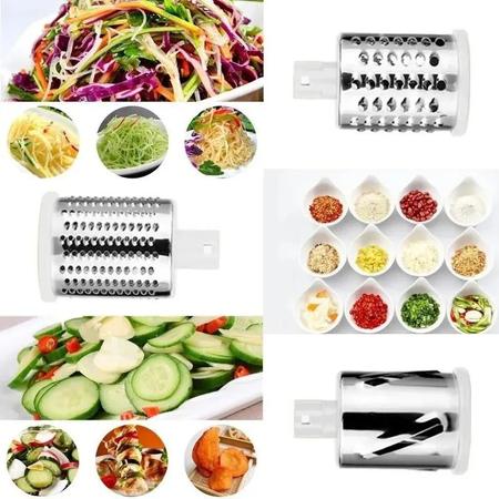 Imagem de Ralador Fatiador cortador giratório portátil Multiuso 3 Em 1 Verduras Legumes vegetais frutas Queijo cozinha qualidade top