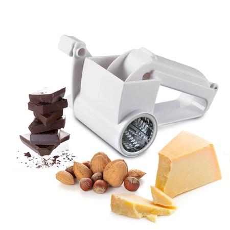 Imagem de Ralador Fatiador de Queijo Multifuncional 3 Lâminas Inox com Manivela Moedor de Nozes e Chocolate Gadgets de Cozinha