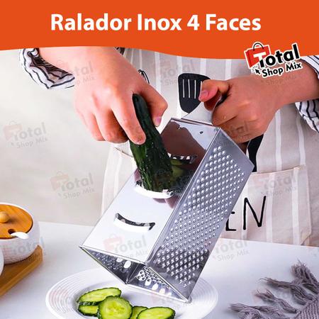 Imagem de Ralador Fatiador Inox 4 Faces Queijo Legumes Alimentos Cozinha Top