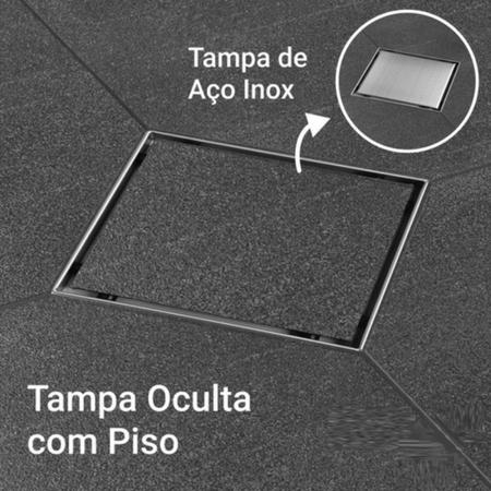 Imagem de Ralo invisivel 10x10 inox tampa oculto não é pvc square