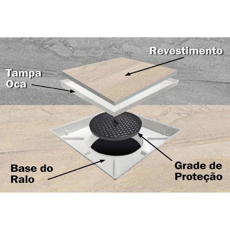 Imagem de Ralo Invisível Oculto De Embutir Anti Inseto 15X15Cm 10 Un