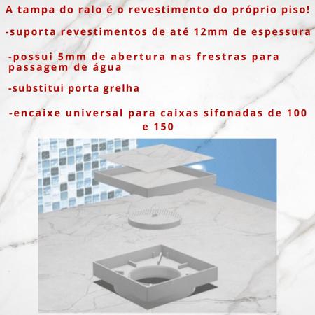 Imagem de Ralo Oculto Invisível 10x10 Sifonado Para Piso Porcelanato Banheiro Quintal Area Gourmet Anti-insetos Anti odor