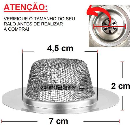 Imagem de Ralo Ralinho Pia em Aço Inox c/ Borda Cozinha Banheiro 7cm