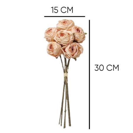 Imagem de Ramalhete Rosa Claro Com 6 Mini Rosas Plástico 30 Cm