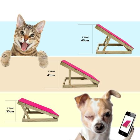 Imagem de Rampa Pet MEG cor ROSA antiderrapante com 3 níveis de altura / portátil / escada pet / rampa auxiliar para cães e gatos