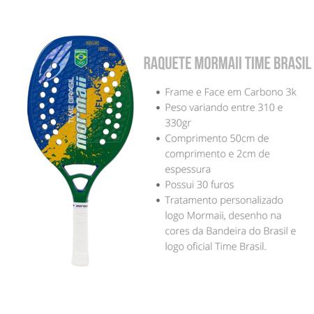 Imagem de Raquete Beach Tennis Mormaii Time Brasil Kevlar Carbono 3K