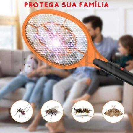 Imagem de Raquete Elétrica Mata Mosquito Insetos Moscas Recarregável