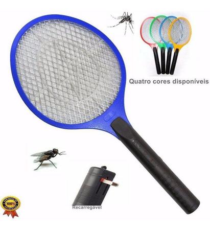 Imagem de Raquete Elétrica Recarregável Mosca Pernilongo Mosquito Azul