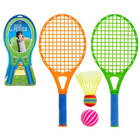 Kit Jogo De Raquetes Infantil Badminton Tênis Peteca Praia em