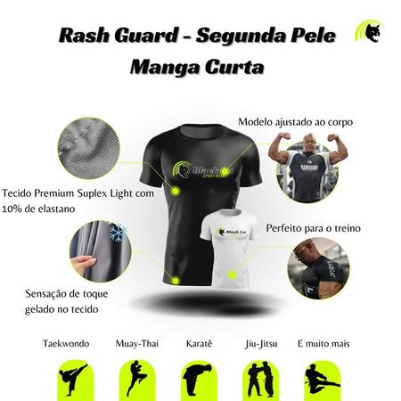 Imagem de Rash Guard Manga Curta Cor Faixa Jiu-Jitsu Academia Treino Segunda Pele Proteção - Azul