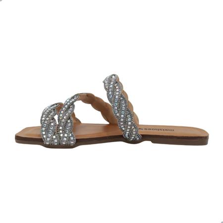 Imagem de Rasteira Feminina Melshoes Cinza Grafite com Strass